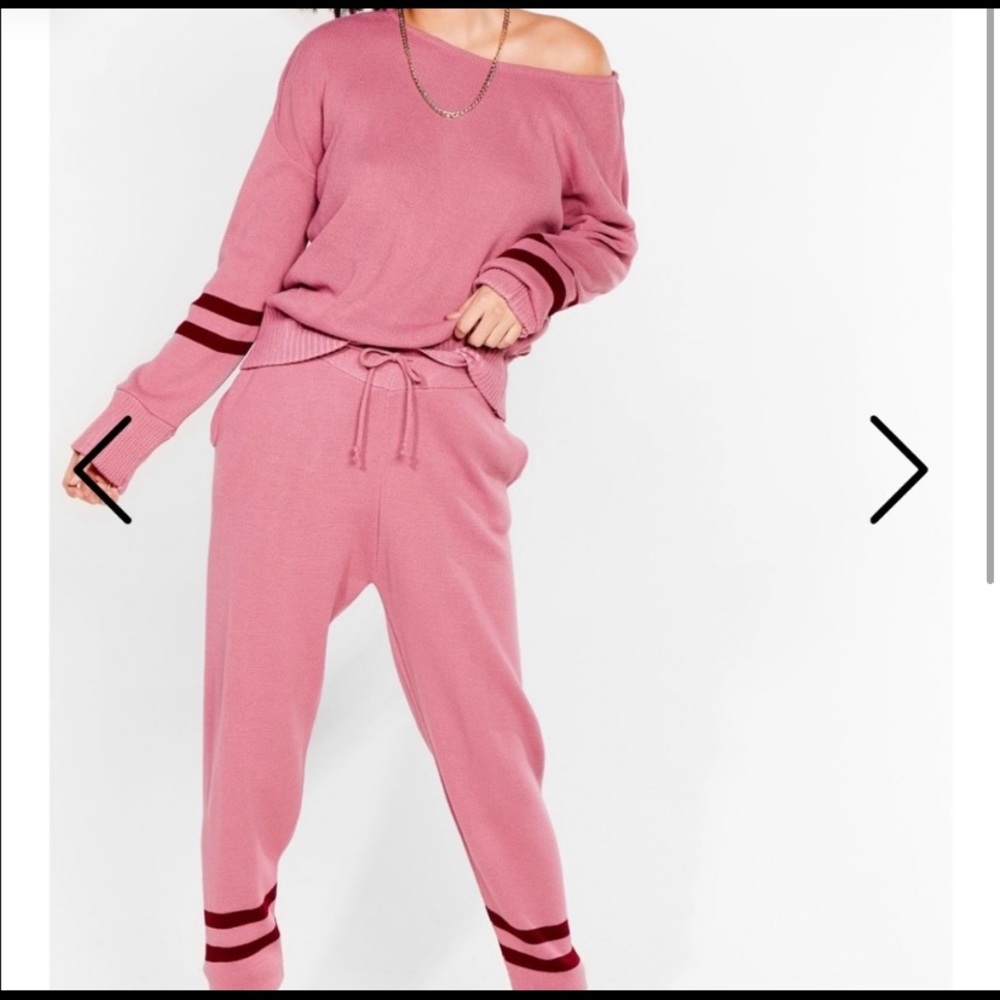 Nasty Gal Knitted Striped Sweater and Jogger Set